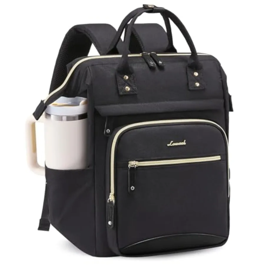 

Laptop Backpack for Women Work Bag with Large Capacity Cup Side Pocket, 15.6 Inch Waterproof Computer Backpacks Purse, College