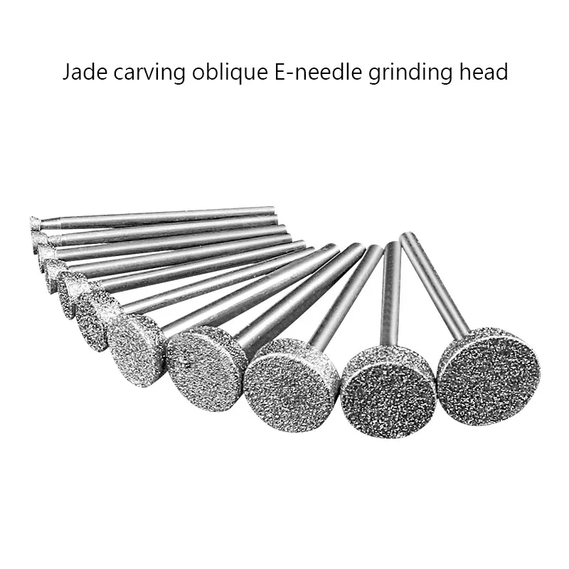 

5pcs 1 to 16mm Diamond Magnetic Sanding E Needle Diamond Grinding Head Inverted Trapezoid Jade Carving Burrs Dremel Accessories