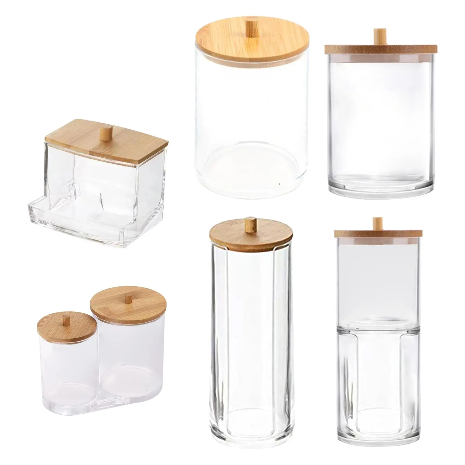 2-4pack Dispenser Floss Clear Acrylic Cotton Swabs Holder for Modern Bathroom