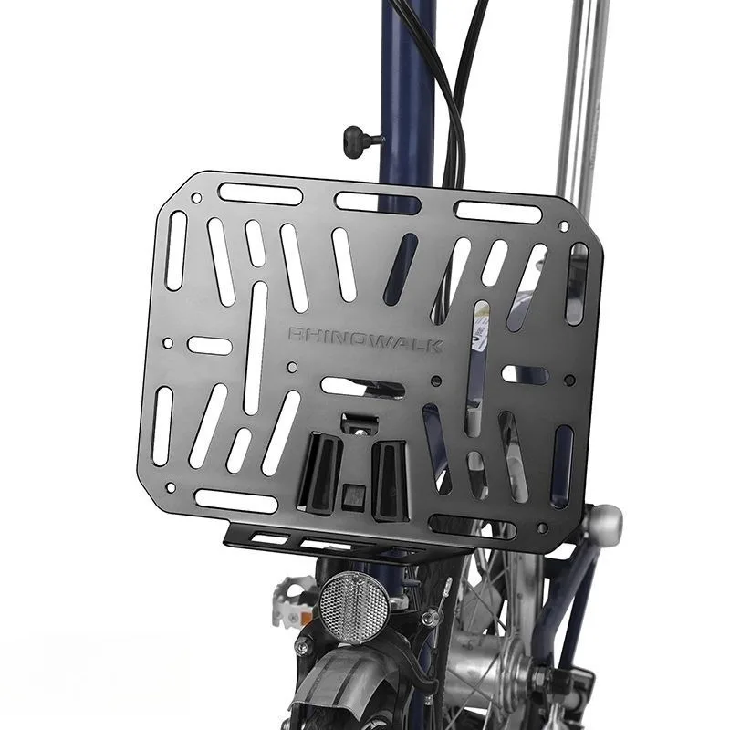 Foldable Bicycles Luggage Carrier Metal Hollow‑Out Bike Front Rack High Strength Bicycle Front Mount Base Adaptable Accessories