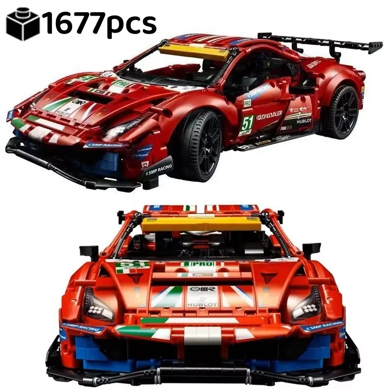 Technical Famous 488 City Racing Car Building Blocks MOC Bricks Super Sports Vehicle Model Boy Assembly Toys Kid Christmas Gift