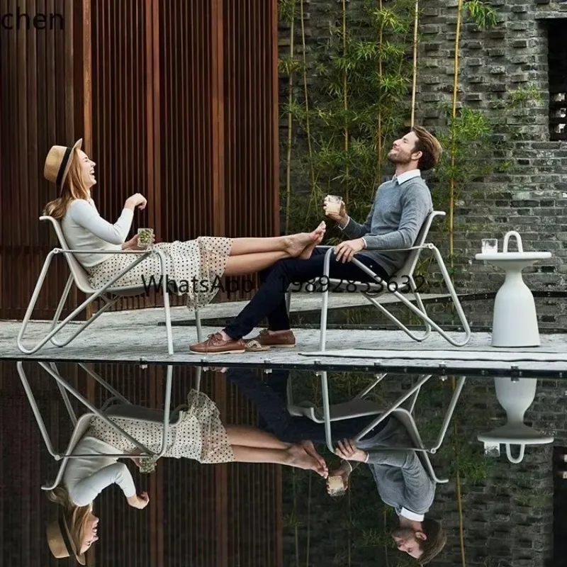 ZMLOutdoor Leisure Single Chair Courtyard Villa Rainproof Sun Terrace Sunroom  Leisure Chair Coffee Table Homestay Creative