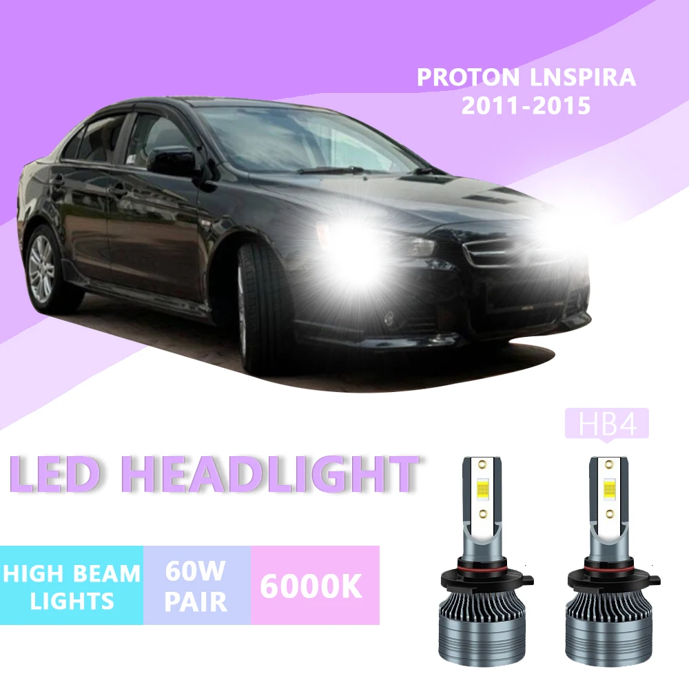 

2PCS FOR proton lnspira 2011-2015 6000k HB4 Super Bright Hi/Lo Beam Headlamp Lampu LED Headlight Bulb White Light