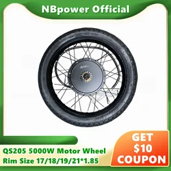 NBpower/QS205 50H V3 48-96V 3000W 5000W 150mm Dropout Ebike BLDC Hub Motor Wheel Motorcycle Wheel Electric Bicycle Motor Wheel