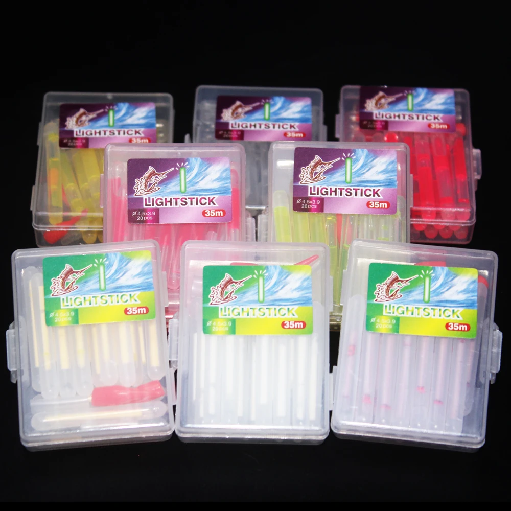 20pcs/Box 4.5*40mm Float Night Fishing Float For Carp Fishing Light Visibility Glowing Fluorescent  Luminous Lightstick