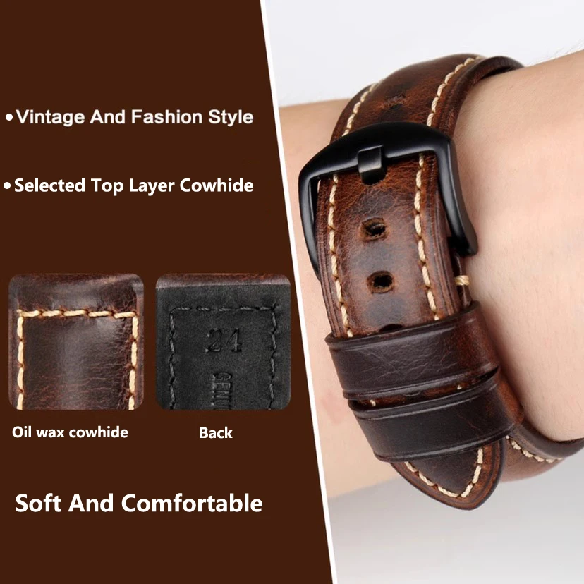 Vintage Cow Leather Watch Band for Apple Watch Strap for Series 9 8 Ultra 2 49mm 45mm 44mm 41mm 42mm 40 Leather Strap for Apple