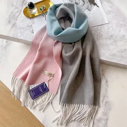 100% Cashmere Winter Design Pashmina Wool Scarf for Women Warm Thick Shawls and Wraps Female Bufanda Echarpe Tassel Muffler