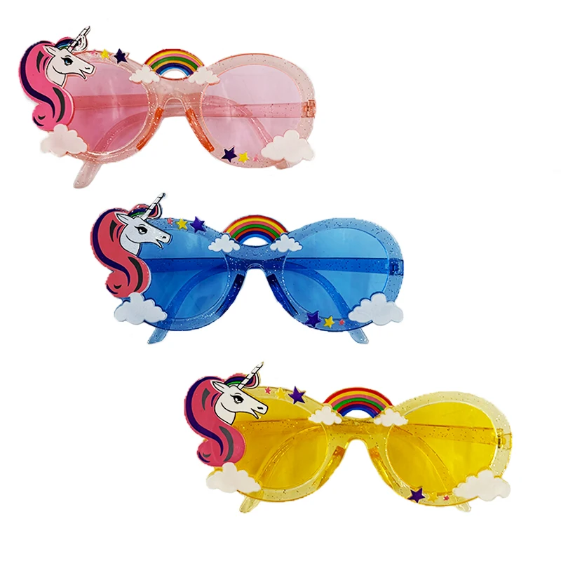 New Funny Eyewear Pink Unicorn Glasses Boys Girls  Halloween Christmas Birthday Gift Glasses For Kids Children Glow Sunglasses