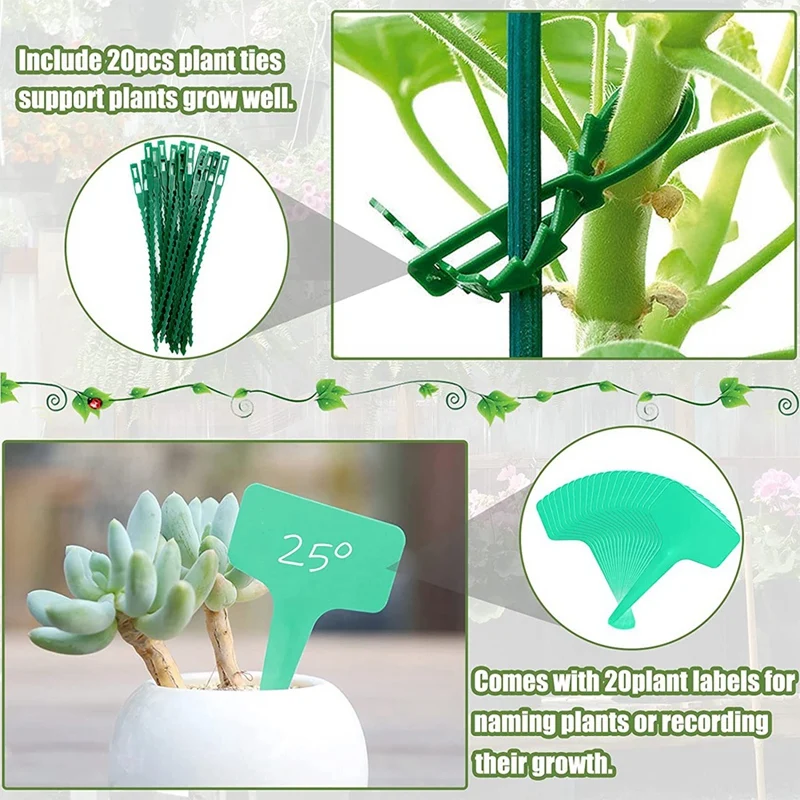 10Pcs Garden Plant Supports, Plant Support Stakes 25X40cm Metal Half Round Plant Support Ring Cage Garden Border