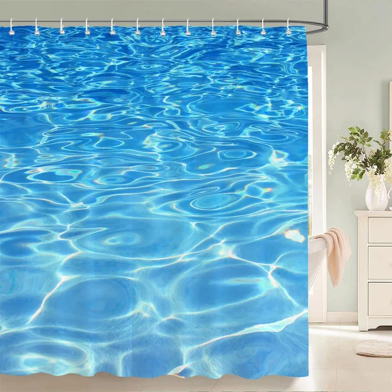 

ZYQ011 pc Blue minimalist art water ripple printing polyester material shower curtain waterproof fabric, bathroom partition 6Bn%