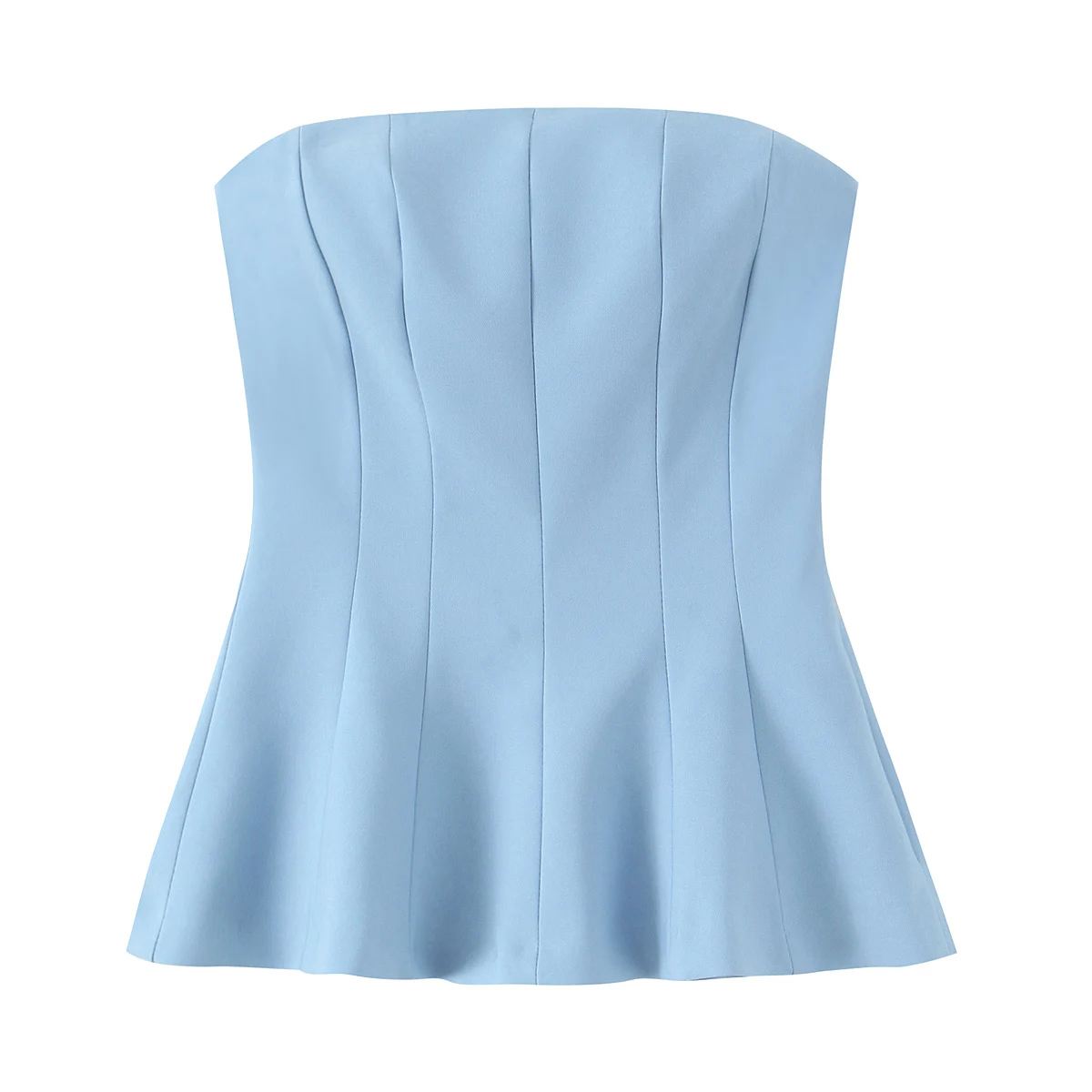 Women's Short Skirt Style Waist Cinched Tube Top Summer Slim Fit Vest Outerwear Zipper Element Commute Style Pure Color