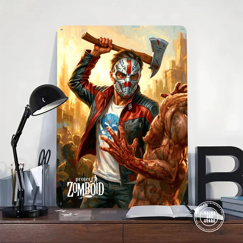 Project Zomboid Survivor Personalized 3D Textured Metal Poster Wall Art Vintage Tin Signs for Wand Deko Room Decoration Items