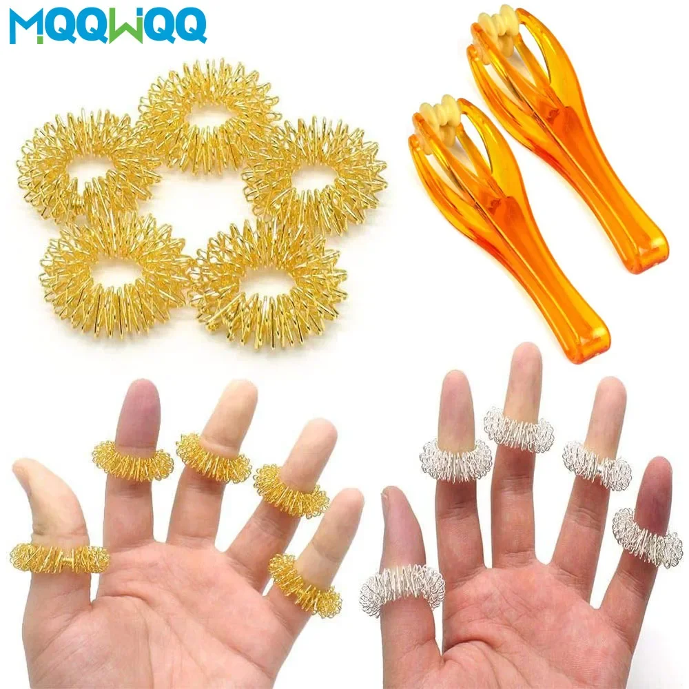 Masajeador de rodillo de dedo, anillos de masaje de acupresión, masajeador de mano para la circulación sanguínea de la mano, masaje y alivio del estrés