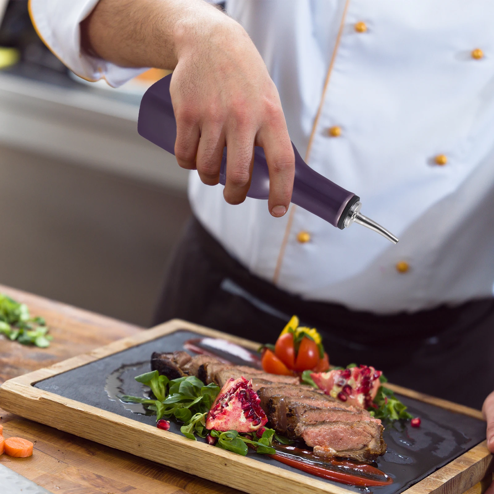 

Ceramic Vinegar Bottle Purple Oil Dispenser Kitchen Supplies Small Pour Mouth Smooth Surface Reusable Longtime