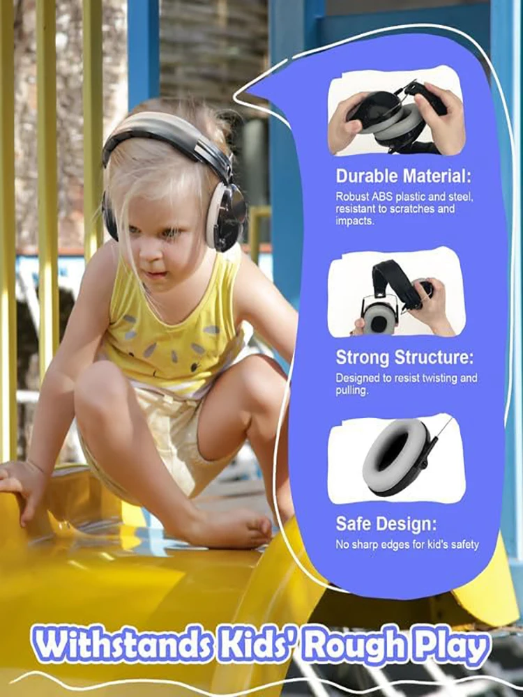 ZOHAN Kids Ear Protection Earmuff Adjustable Muffs Safety Noise-proof Ear Defenders for Toddler Autism Children Outdoor Sleeping