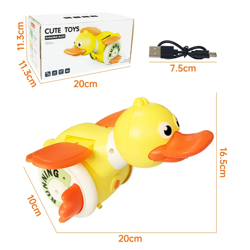 طفل الكهربائية الدورية بطة مقلد العلف دوران حر بطة الصوت والضوء الموسيقى البطن الوقت اللعب الزحف لعب لعبة تعليمية