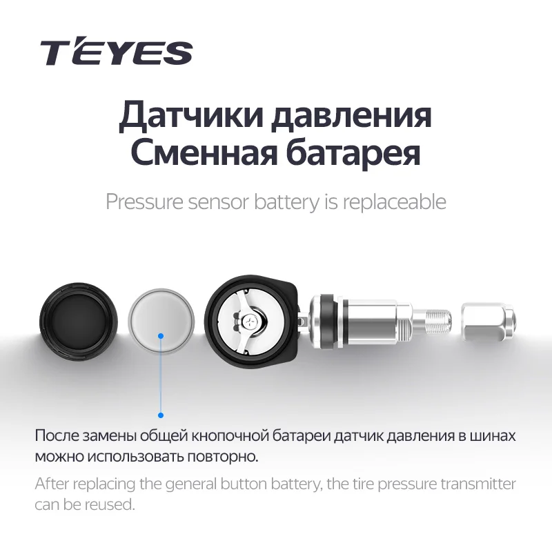 Teyes TPMS Sistema de monitoreo de presión de neumáticos inalámbrico para automóvil para navegación con reproductor de DVD para automóvil