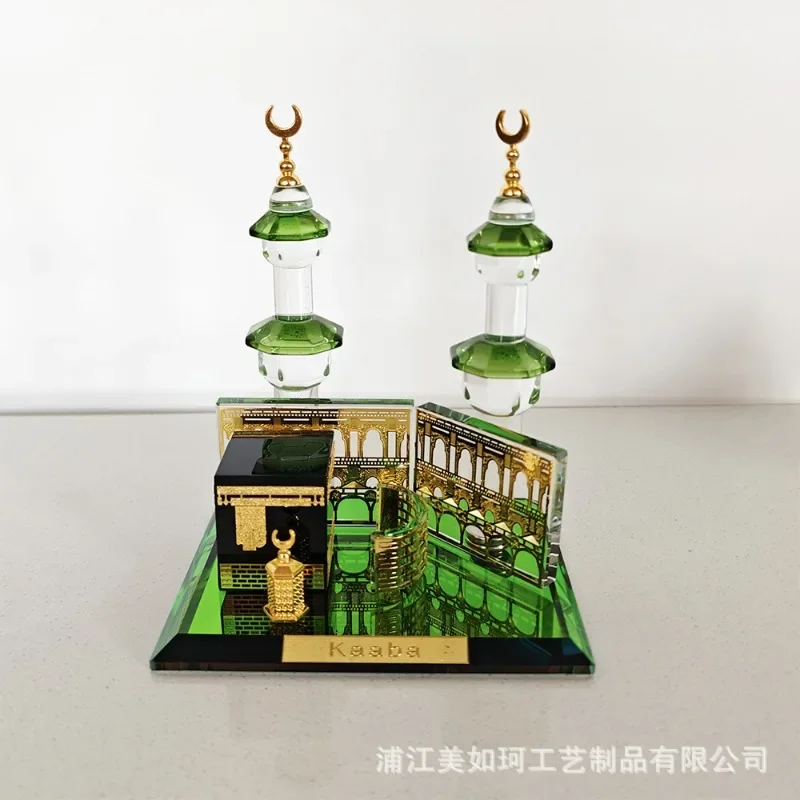 Saudi Arabia Travel Souvenirs Mecca Mosque Clock Tower Kaaba Minaret Crystal Models Middle East Muslim Desktop Ornaments Decor
