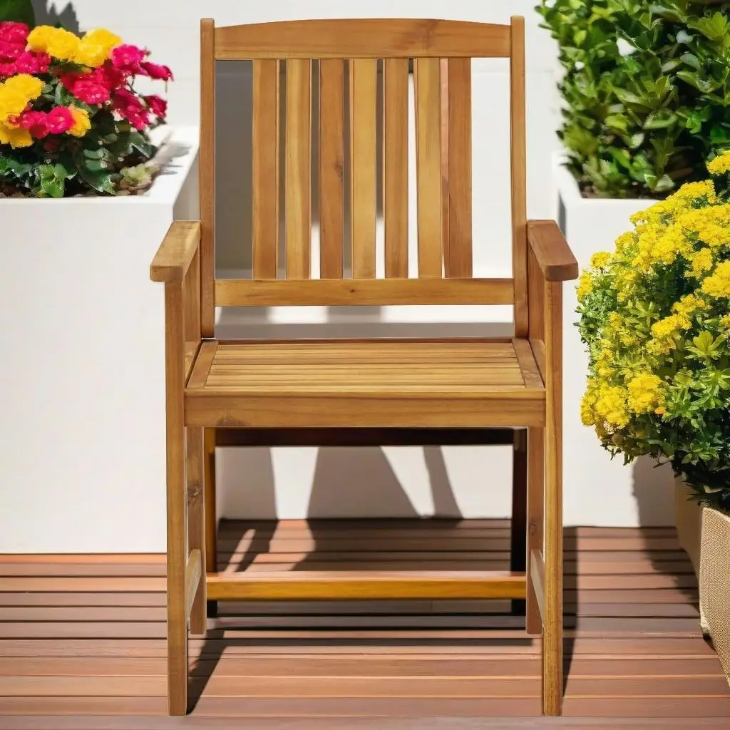 

2-Piece Acacia Wood Patio Chairs with Cushions - Stylish Outdoor Seating