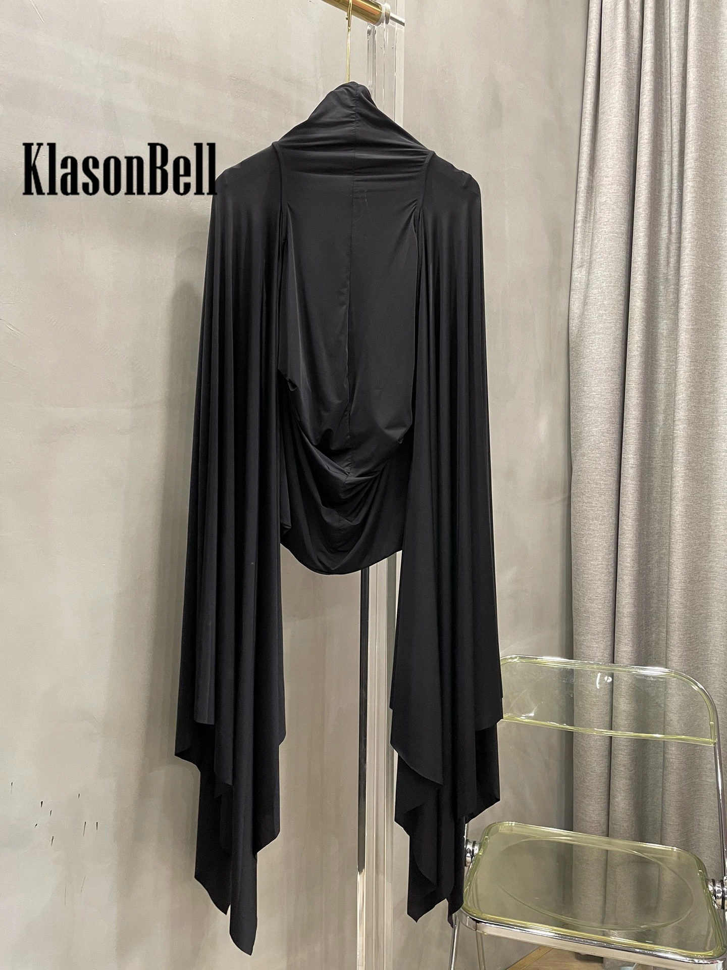 9.20 KlasonBell Fashion Sexy Hollow Out Long Sleeve Tee Slim Knitted Batwing Sleeve T-Shirt Women