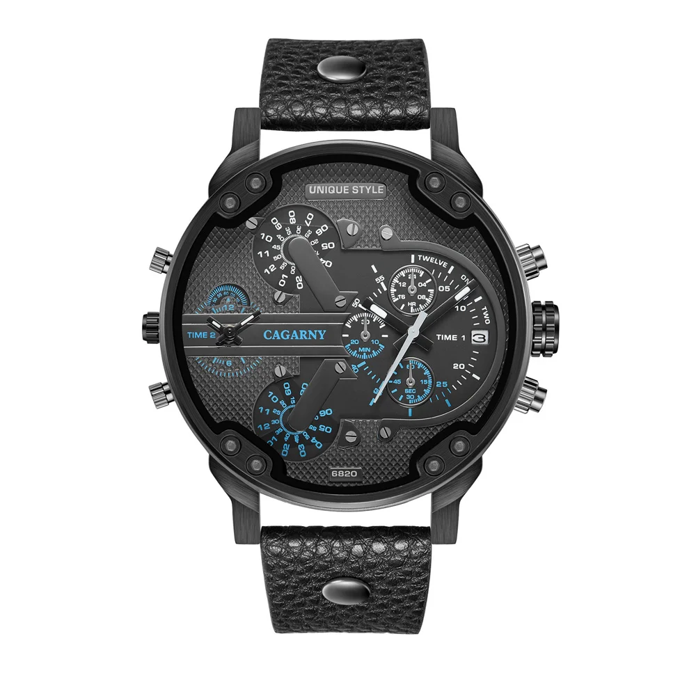 Classic Big Face Watch for Men Luxury High Quality Watches Fashion Leather Strap Calendar Quartz Wristwatches Relogio Masculino