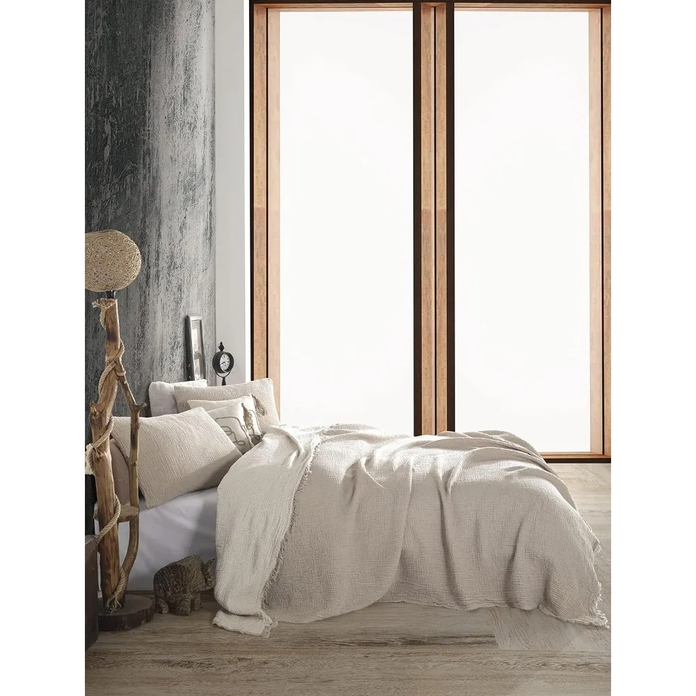 أغطية وسائد من الموسلين مكونة من 4 طبقات من القطن العضوي بنسبة 100% - فائقة النعومة، قابلة للتنفس، خفيفة الوزن، مغسولة مسبقًا لـ Com