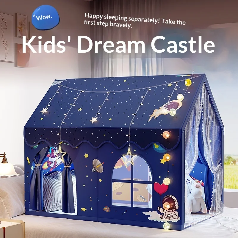 Children's Indoor Cloth Castle Tent 1.6 Meters Parent-Child Interactive Playhouse with Bed-Splitting Design for Birthday Gifts