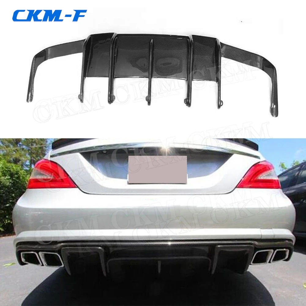 

Carbon Fiber Material Rear Bumper Lip Spoiler For Benz CLS Class W218 CLS550 GLS63 AMG 2012-2014 Fins Shark Style Diffuser