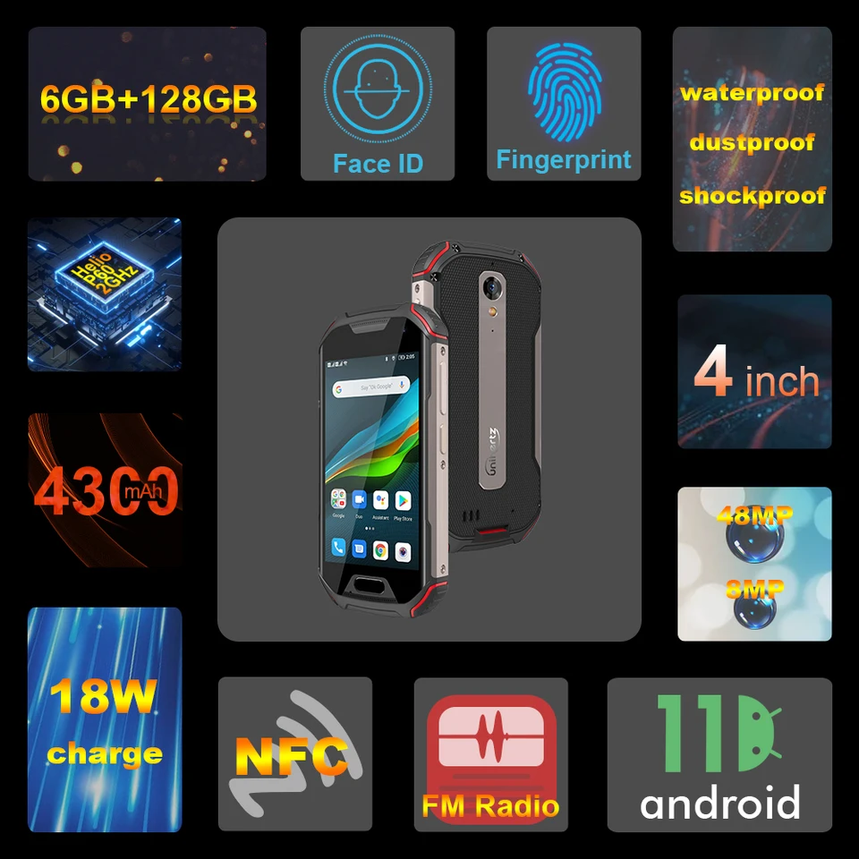 Unihertz atom l携帯電話、頑丈なスマートフォン、nfc、4g lte、防水