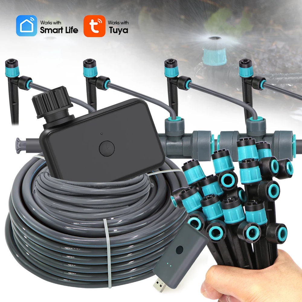 

Автоматическая система полива для сада и балкона: шланг PE 30-5 м (3/8-1/4 дюйма), дождеватель на колышке 14 см, комплект для капельного полива с быстрыми соединениями