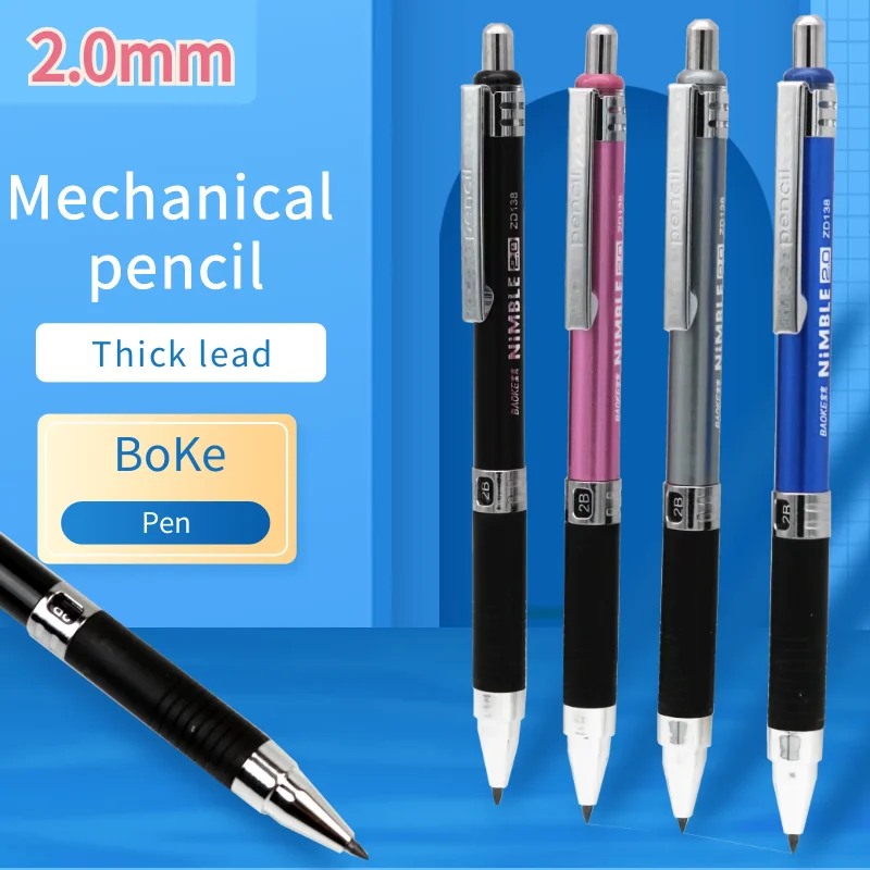 BAOKE-Ensemble de crayons mécaniques automatiques pour étudiants, stylo étudiant, haute qualité, 2B, 2.0mm