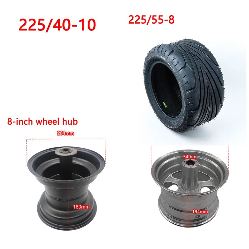 Electric Scooter Vacuum Tires 225/55-8 Tires 225/40-10 Front And Rear Tires for Citycoco Electric Scooter Tubeless Tyr 8/10 Inch