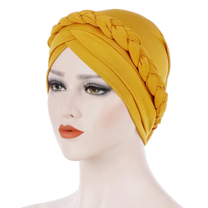 Forehead Cross Braid Islamic Prayer Hats Hijab Chemo Cap Women Muslim Hijab Turban Beanies Bonnet Head Wrap Scarf Turbante Mujer