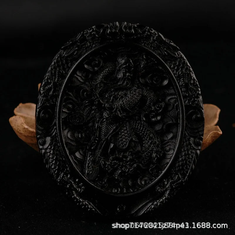 Black Ox Horn Carving Xiaoxiao Guan Yu Amulet Gossip Tag Guanyin Shield Ethnic Style Personality Brand in Stock Wholesale