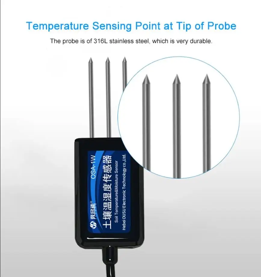 Greenhouse wired RS485 output Soil Temperature Humidity Moisture Conductivity EC PH Sensor detector probe