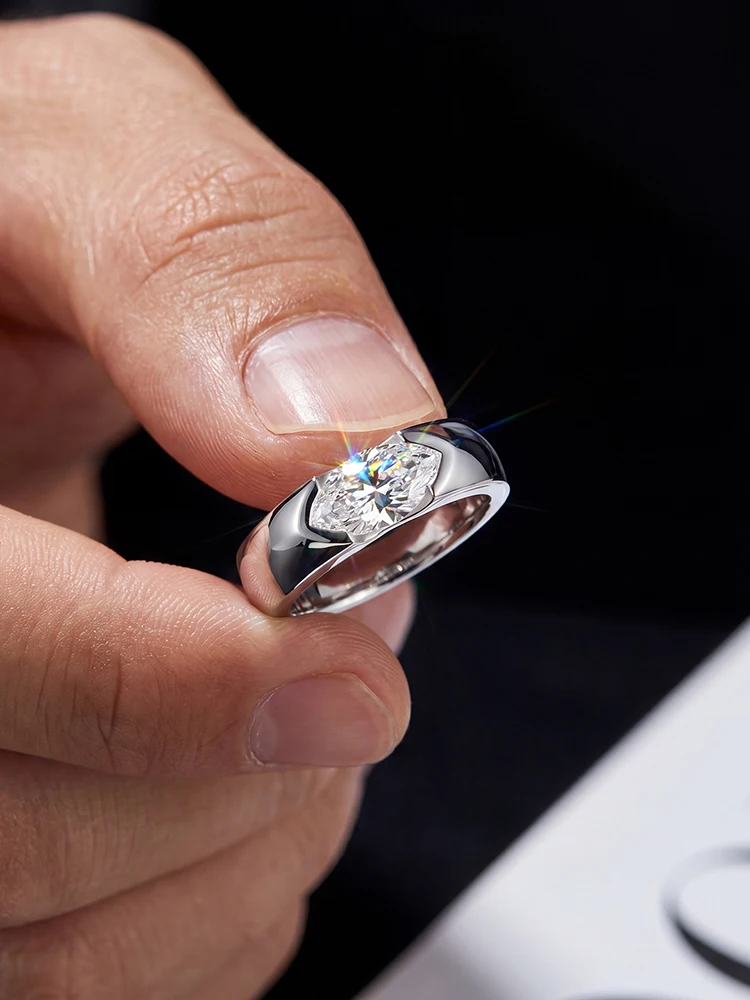 Modischer Echter 1CT Marquise Moissanit Diamant Ehering 925 Sterling Silber Verlobungsringe für Frauen Geschenk Feiner Schmuck