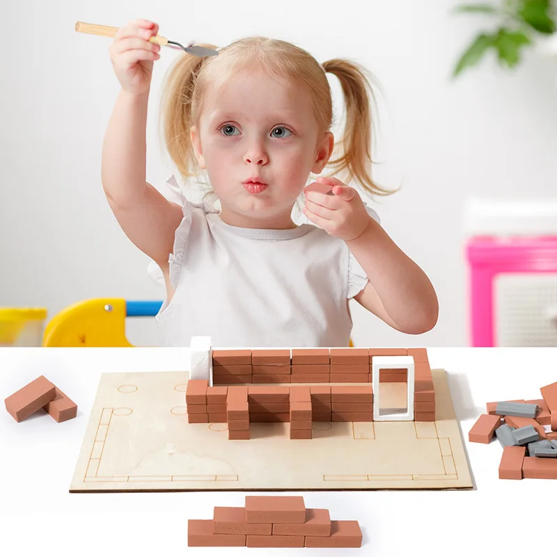 Children Diy Wooden Thiy House Puzzle Block Assembling Building Blocks Miniature House Kit Craft Toys Montessori Interactive Toy