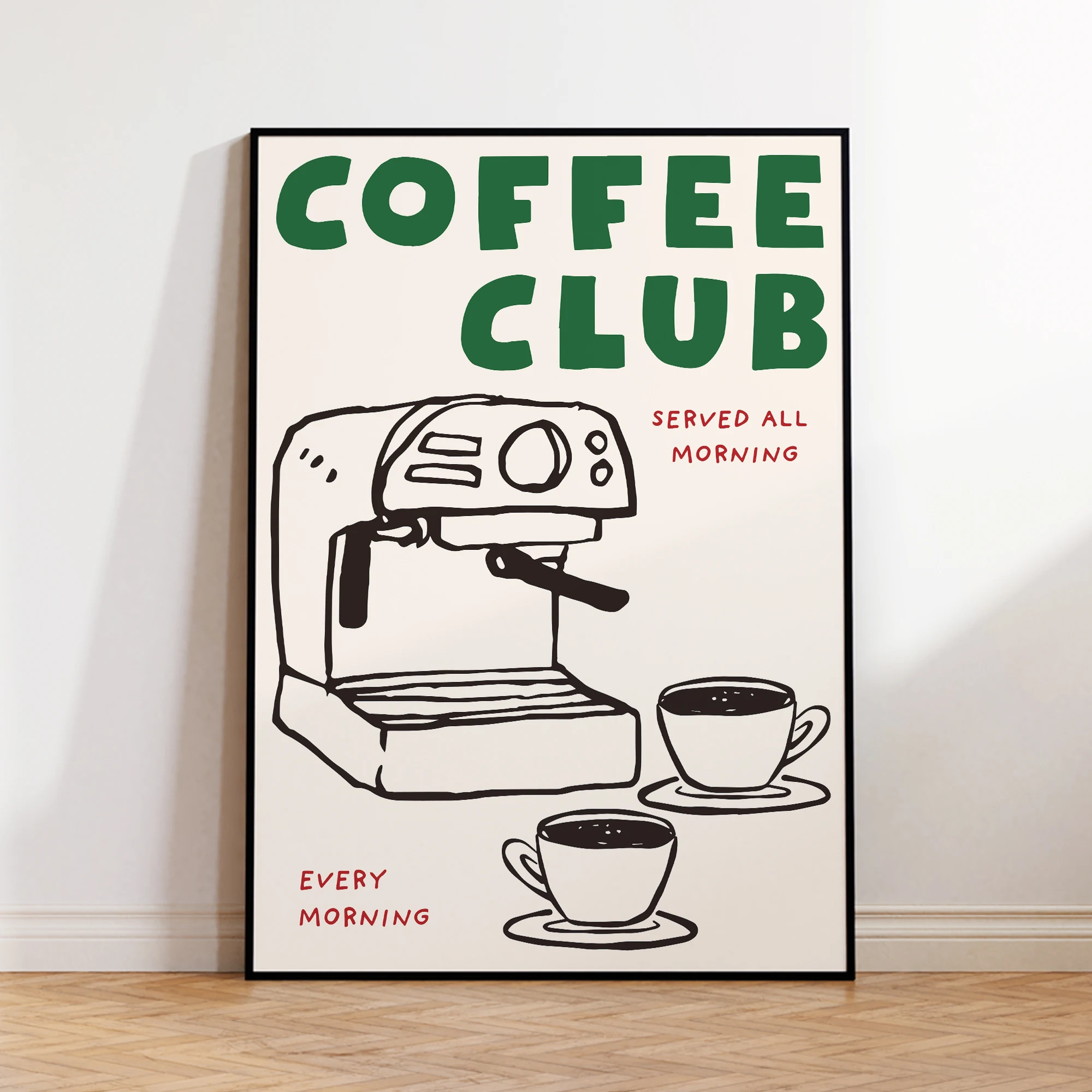 Vintage Coffee Club Kitchen Poster Canvas Painting Wall Art