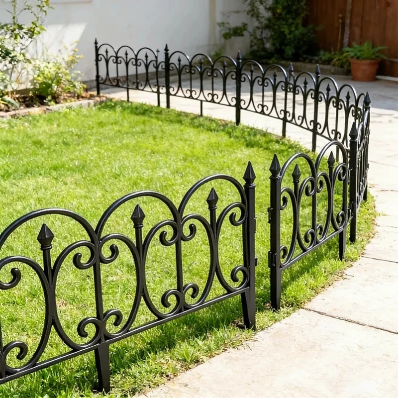 White Plastic Garden Fence - Durable Lawn And Flower Bed Border, Outdoor Landscape Stakes Yard Decor, Fence Decorations Outdoor