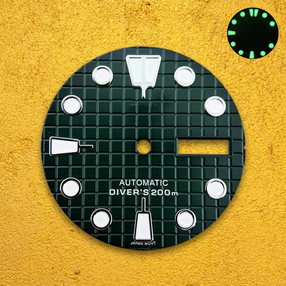 28.5 مللي متر S شعار C3 الأخضر مضيئة صالح NH36/4R36 الحركة التلقائية الهاتفي أحدث أنماط ساعة تعديل الملحقات