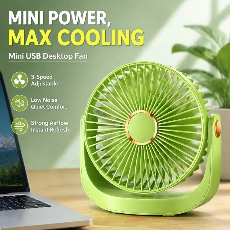 

New USB Silent Desktop Mini Fan Portable Strong Wind Cooler Student Dormitory Office Indoor Lightweight Compact Personal Summer
