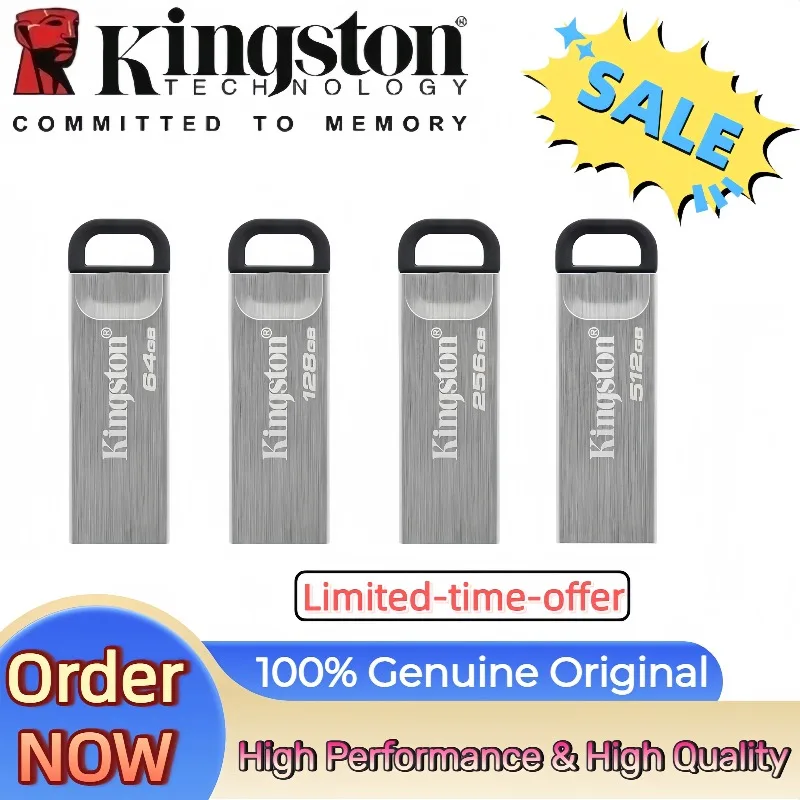 100% Genuine Kingston DataTraveler Kyson USB Flash Drive 32GB 64GB 128GB 256GB USB 3.2 Flash Penrive DTKN Pen Drive for Computer