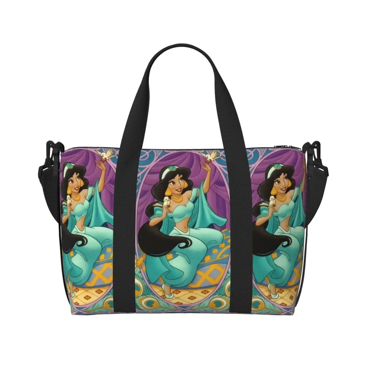 

Custom Cute Cartoon A-Aladdin Grocery Shopping Tote Bags Women Large Capacity Beach Gym Travel Bags