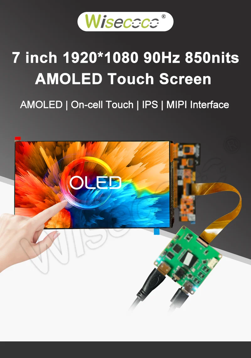 Wisecoco 7 Inch AMOLED 165HZ OLED 1920x1080 IPS Display On-cell Touch Screen High Brightness for Gaming Laptop PS4/PS5 Switch