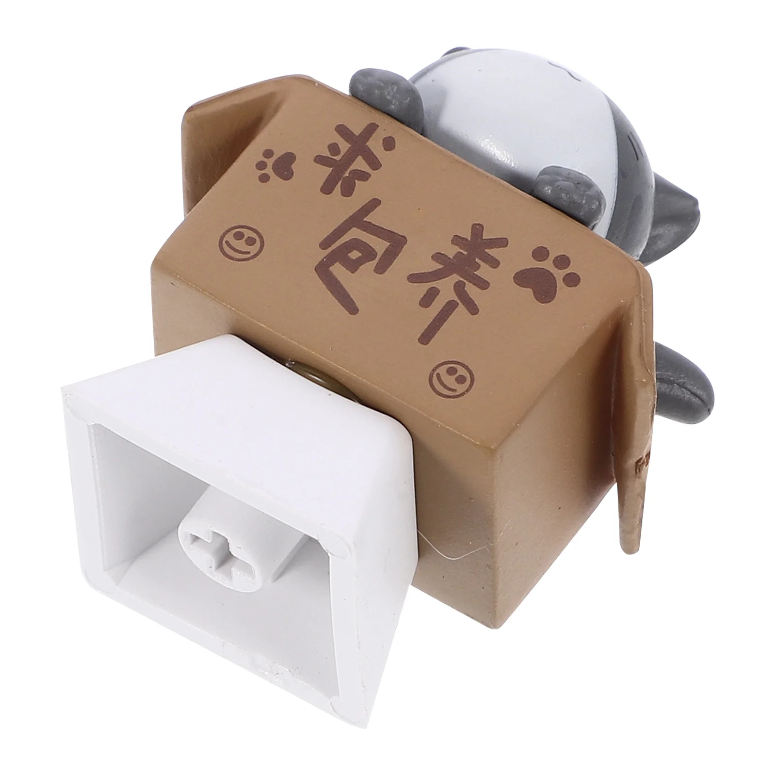 Cat in Cardboard Box R4 Profile DIY شخصية لوحة المفاتيح الميكانيكية Keycap Pbt المواد دائم هدية حفلة عيد ميلاد لعبة جائزة #5