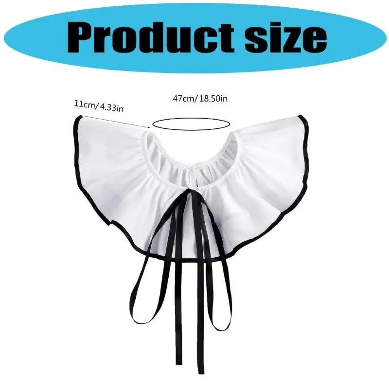 652F قابلة للتعديل ذوي الياقات البيضاء وشاح وشال شال القابل للإزالة مع تصميم مرتبط بربط النساء اللباس مُحسّن سترة