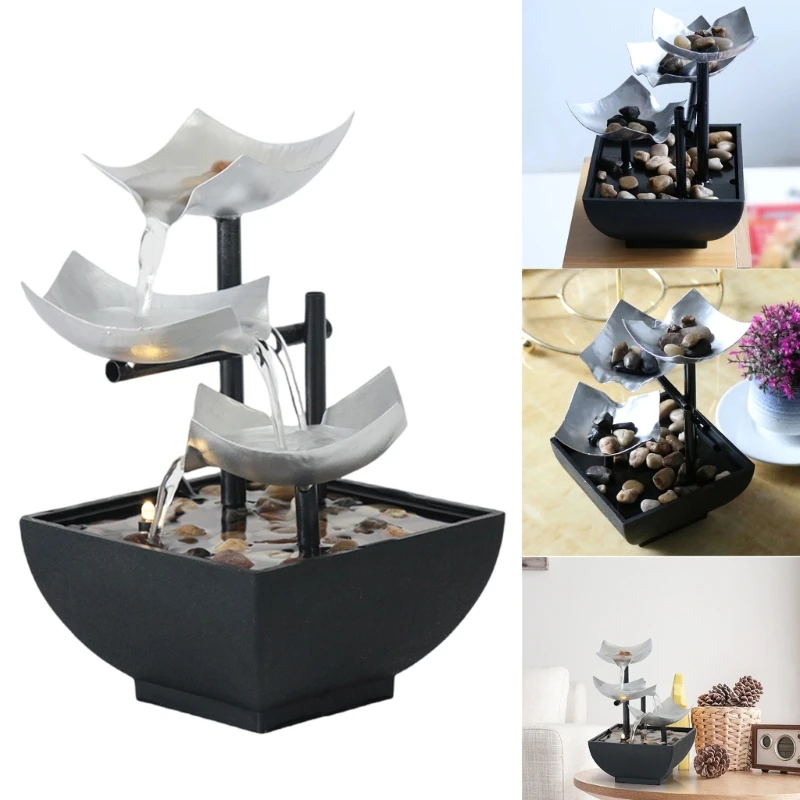 Tabletop Water Fountain Meditations Fountain Desktop Fountain Indoor Waterfall Feature Light for Home Office DropShipping