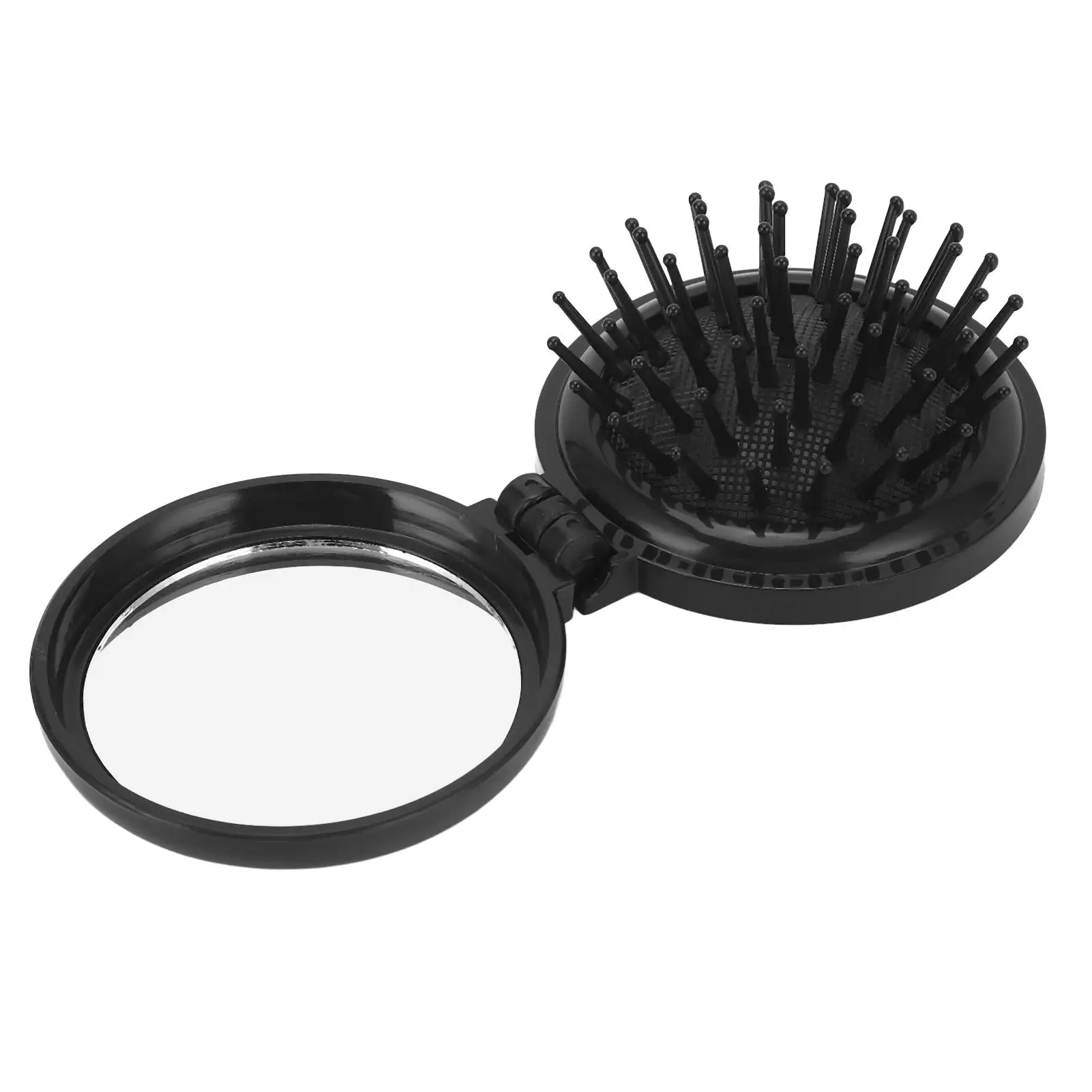 ABS Portable Cushion Brush: Round Ergonomic Styling Tool for curly Hair, Safe Mirror Design - for home & Travel