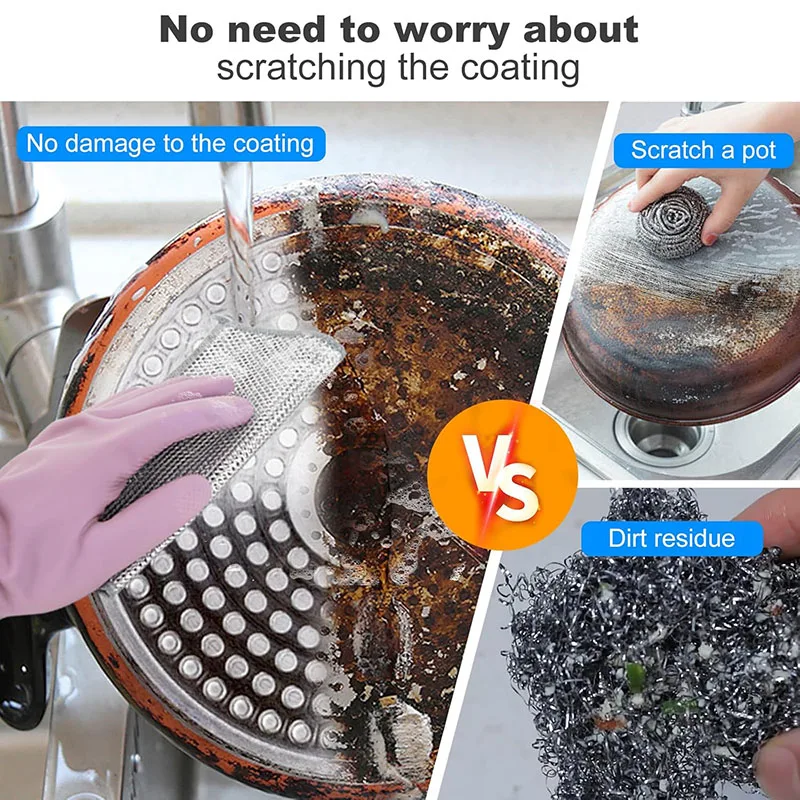 1-30Pcs Non-Scratch Wire Cleaning Cloths - Reusable Multipurpose Scrub Rags for Dishes, Sinks, Countertops & Stoves (Wet/Dry)