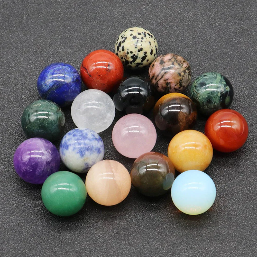 20mm Non-porous Round Ball Natural Stone Beads Crystal Gemstone Diy Stone Ball Jewelry Accessories Ornament Decoration